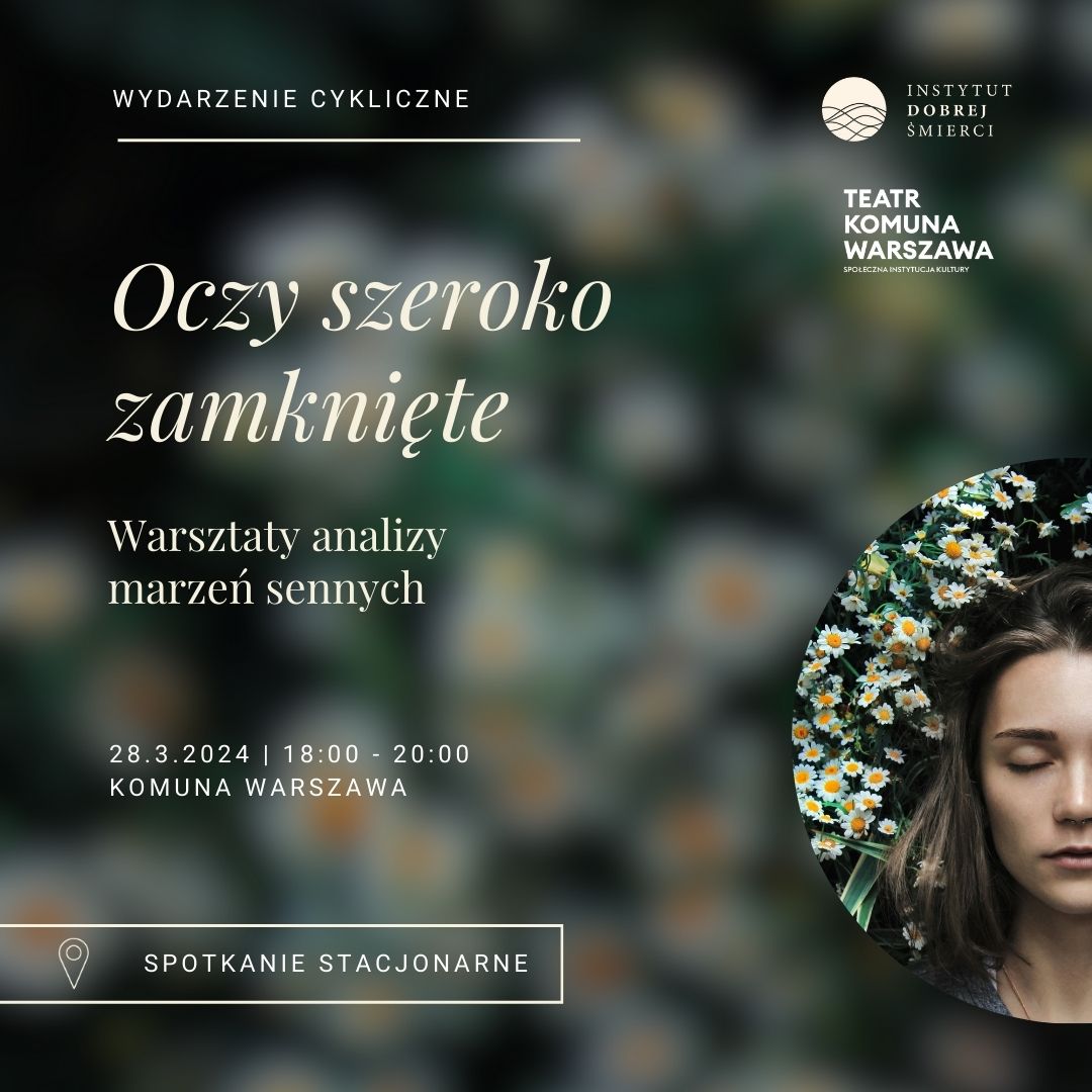 Grafika przedstawia kobietę z zamkniętymi oczami na tle kwiatów.