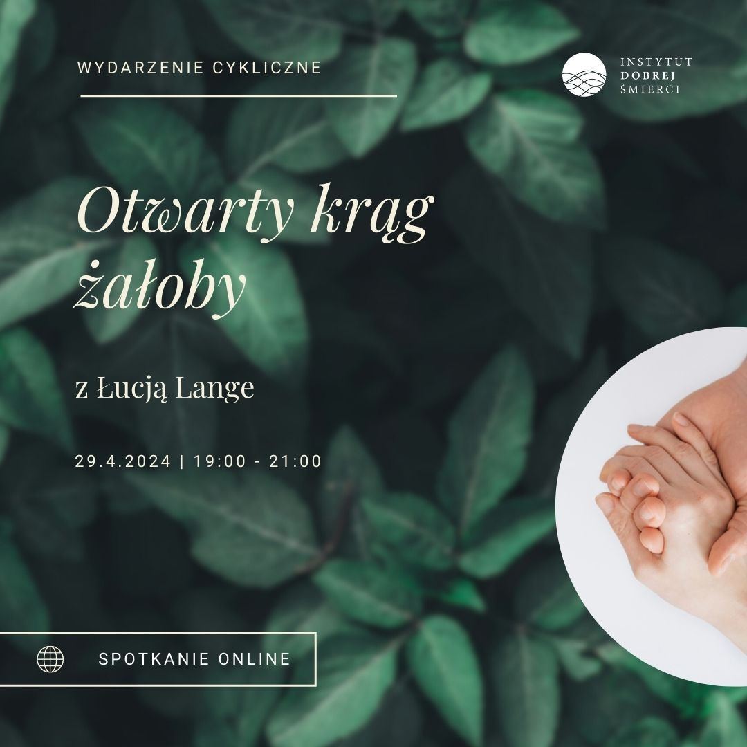 Grafika przedstawia trzymające się dłonie na tle z liści.