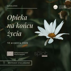 biały kwiatek na zielonym tle i napisy